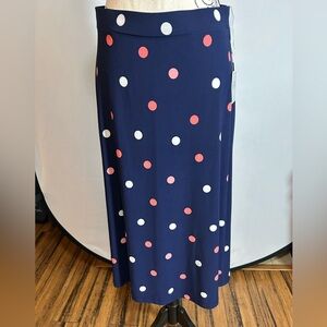 Kasper Polka Dot Maxi Skirt - Navy and Pink